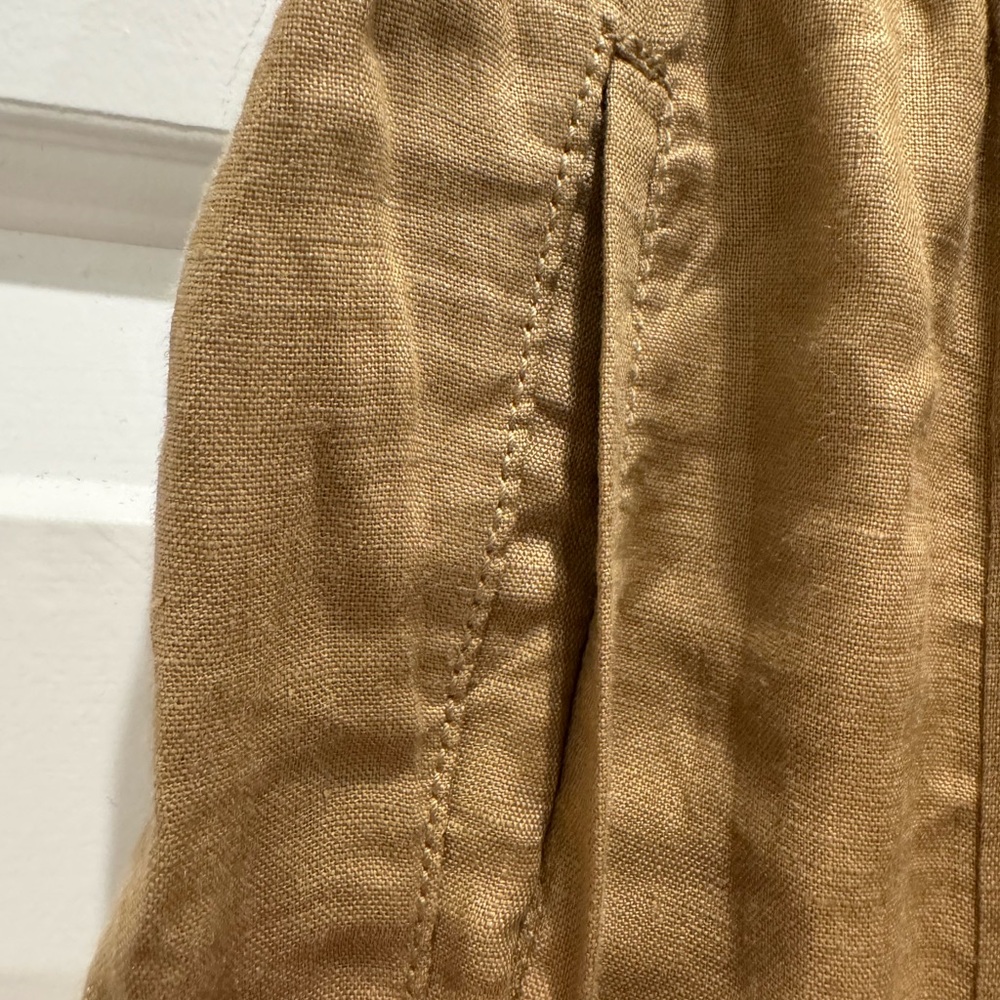 MARELLA fade drawstring paper bag Camel khaki Wide-Leg Pants linen resort beach - Picture 4 of 8